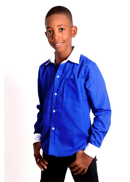 BLUE SHIRT WITH WHITE SLEEVES